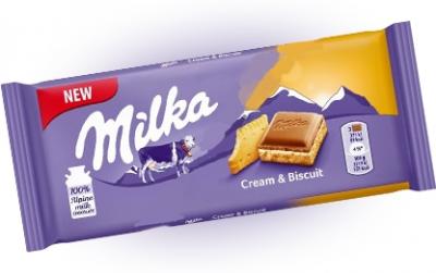 Шоколад Milka Cream & Biscuit c прослойкой нежного крема и печеньем 100 гр